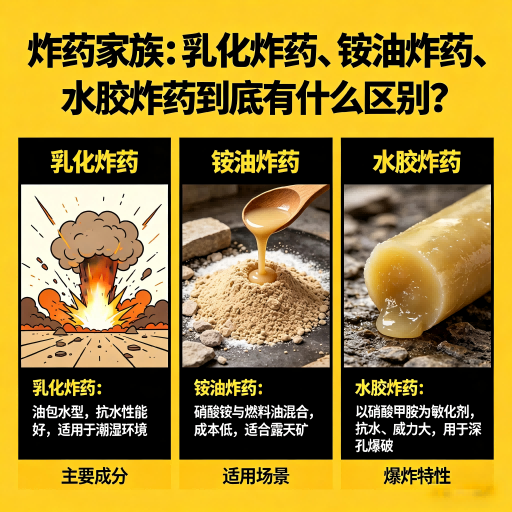 合肥炸药家族：乳化炸药、铵油炸药、水胶炸药到底有什么区别？